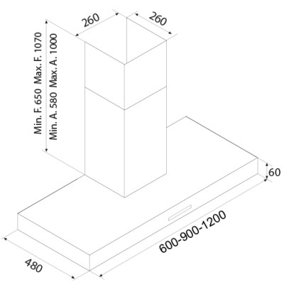 Hotte murale Airforce Shape 120 cm en acier inoxydable