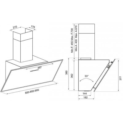 Airforce f203 cappa parete 80 cm bianco