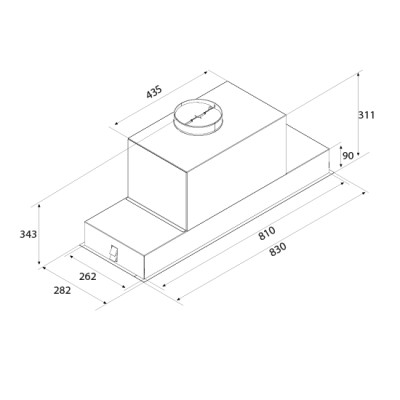 Okap sufitowy do zabudowy Airforce Compact Up 83 cm ze stali nierdzewnej