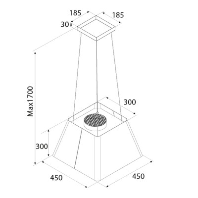 Airforce Gaia island hood 45 cm stainless steel