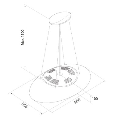 Okap wyspowy Airforce Eclipse 90 cm czarny