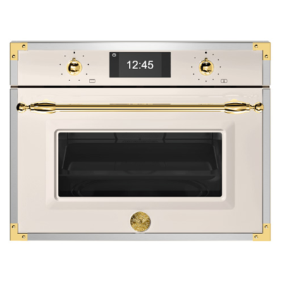 Bertazzoni f457hermwtag eingebauter kombinierter Mikrowellenherd 60 cm Elfenbein – Gold