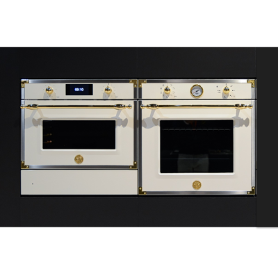 Bertazzoni f457hermwtag eingebauter kombinierter Mikrowellenherd 60 cm Elfenbein – Gold