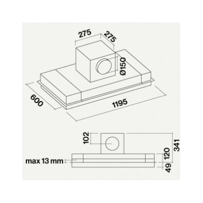 Falmec alba cappa soffitto 120 cm vetro cvyi20.e1