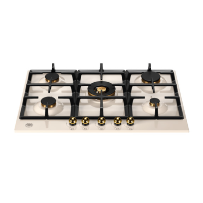 Bertazzoni p755cherag heritage 75cm gas hob ivory - gold