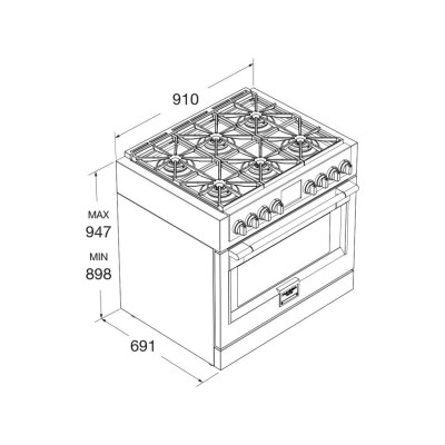 Fulgor fsrc 3606 p mg mk 2f x cuisinière à gaz à poser en acier inoxydable 91 cm