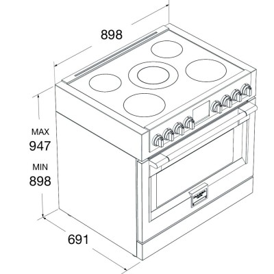 Fulgor fsrc 9005 p mi mk 2f x 90 cm Edelstahl-Arbeitsplatten-Induktionsherd