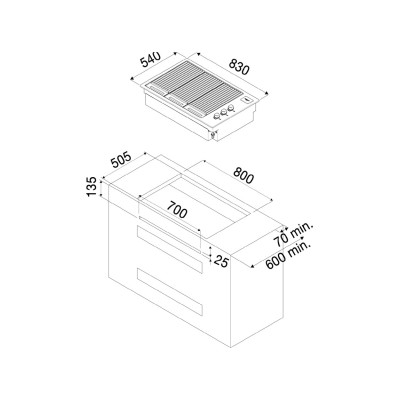 Fulgor fobq 803 g mbk Bbq Einbau-Gasgrill 80 cm schwarz