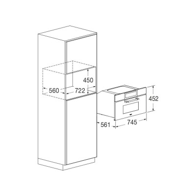 Fulgor fclmo 7510 tem bk eingebauter kombinierter mikrowellenherd 75 cm h 45 schwarzes glas