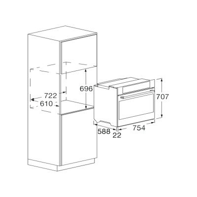 Fulgor fcpo 315 p tem 2f bk eingebauter xxl-backofen 75 cm schwarzes glas