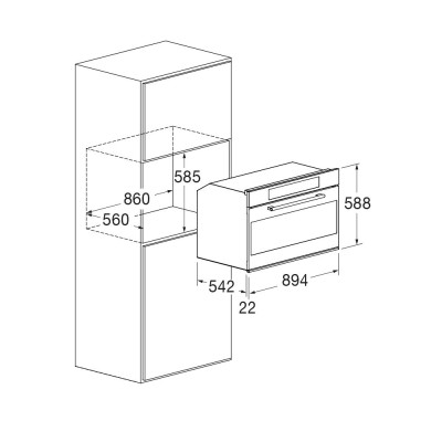 Fulgor fco 9615 tem 2f bk einbaubackofen 90 cm schwarzes glas