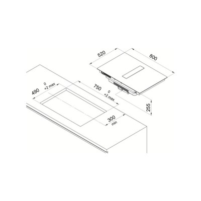 Fulgor fhh 800 id tc bk induction hob with integrated hood 80 cm black