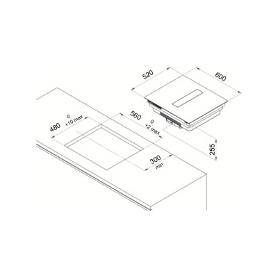 Fulgor fhh 600 id tc bk induction hob with integrated hood 60 cm black