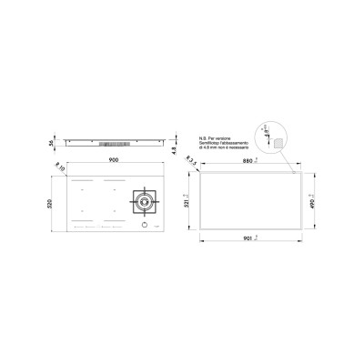 Fulgor fchh 905 id ts g dwk bk hybrid hob 90 cm black glass ceramic