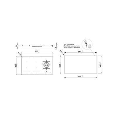 Fulgor fchh 905 id ts g dwk wh Hybrid-Kochfeld 90 cm weiße Glaskeramik