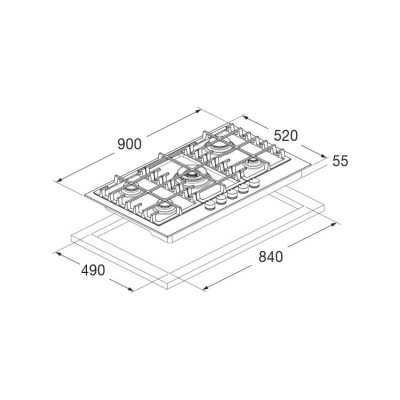 Table de cuisson à gaz Fulgor fph 9041 g sem x 90 cm en acier inoxydable