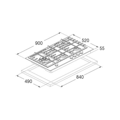 Table de cuisson à gaz Fulgor fph 905 g sem x 90 cm en acier inoxydable