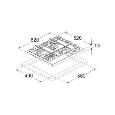 Fulgor fph 604 g wk x 62 cm gas hob stainless steel