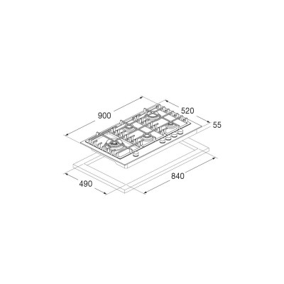 Fulgor fph 905 g sem bkg table de cuisson à gaz 90 cm verre noir