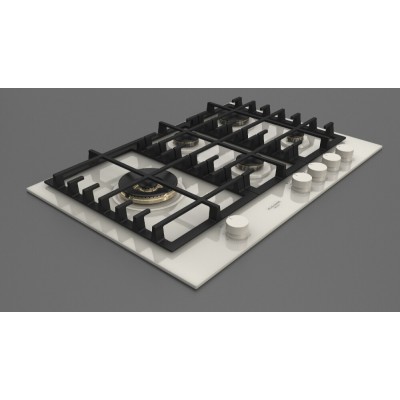 Fulgor fph 755 g wk whg gas hob 75 cm white glass