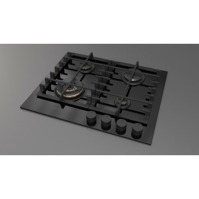 Fulgor fph 604 g wk bkg gas hob 62 cm black glass