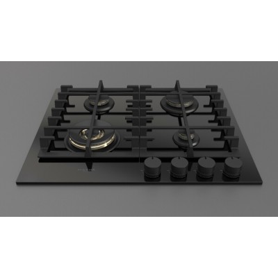 Fulgor fph 604 g wk bkg gas hob 62 cm black glass