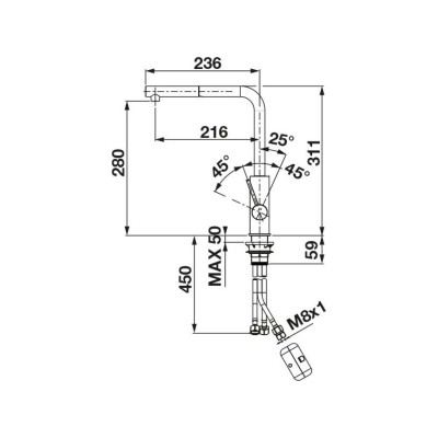 Fulgor fomt 600 x grifo de cocina monomando + ducha extraíble acero inoxidable