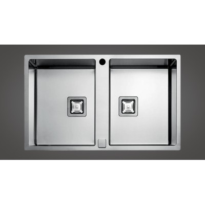 Fulgor p2b 7651 qa f sf fregadero empotrado de 2 senos 77 cm acero inoxidable