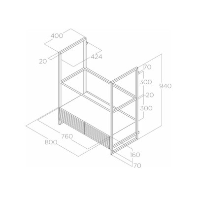 Elica Open swift wall hood + smoked glass shelf 80 cm
