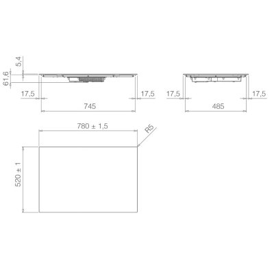 Elica prf0199862 primis 804 plus table de cuisson à induction 90 cm noir