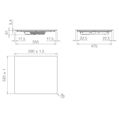 Elica prf0199861 primis 604 plus plaque à induction 60 cm noir