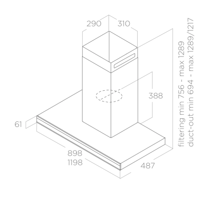 Elica Element blmat/a/90 wall hood 90 cm black