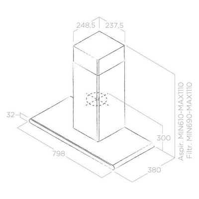 Elica Galaxy whix/a/80 campana extractora 80 cm acero inoxidable - vidrio blanco