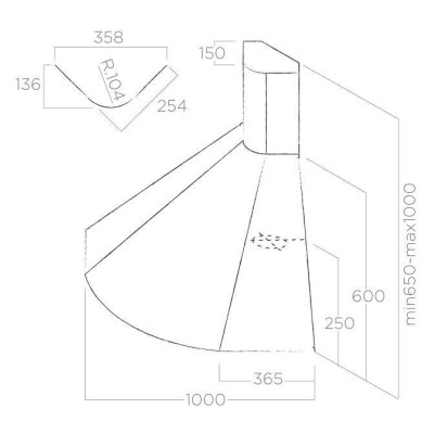 Elica Rubino Corner hood corner 100 cm stainless steel