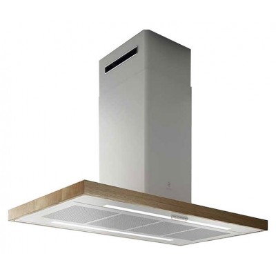 Elica Bio island hood 120 cm white with oak side shelf