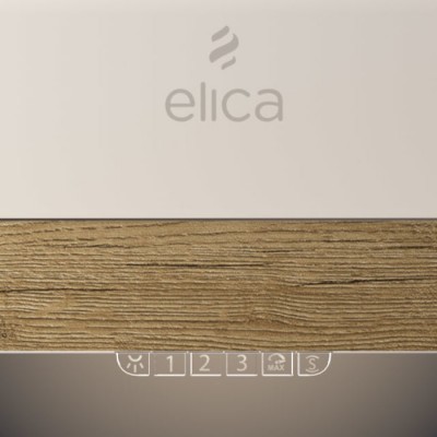 Elica Bio-Insel 120 cm weiße Inselhaube mit Seitenablage aus Eiche