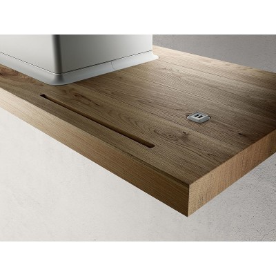 Elica Bio island hood 120 cm white with oak side shelf