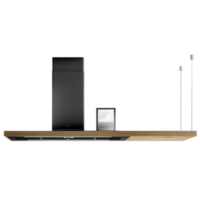 Elica Bio island hood 120 cm black with oak side shelf