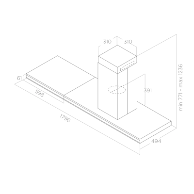 Elica Element Island blmat/a/180 okap wyspowy 180 cm czarny