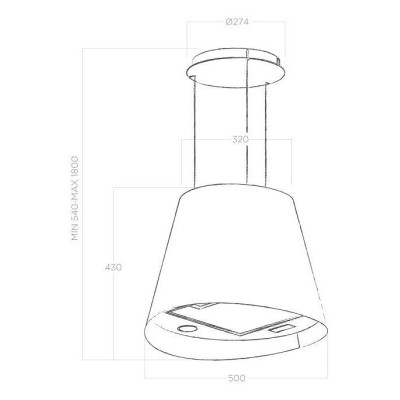 Elica Juno bl/f/50 campana isla suspendida 50 cm negro