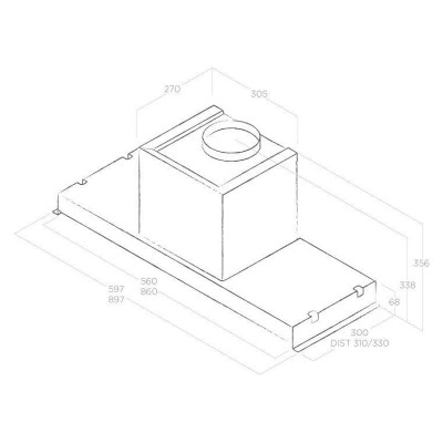 Elica Glass out built-in hood under cabinet 60 cm stainless steel + glass