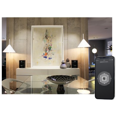 Cabasse rialto lifestyle pair of wireless 3-way hi-fi front speakers black