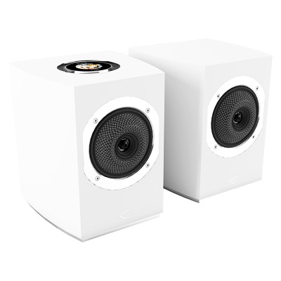 Cabasse rialto lifestyle paire d'enceintes avant sans fil hi-fi 3 voies en blanc