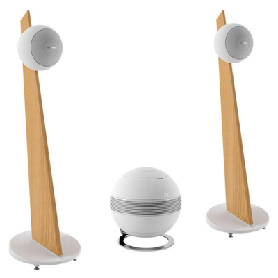 Cabasse System Riga 2 Pearl Sub Sistema Hi Fi stereo 2.1 da pavimento bianco - legno