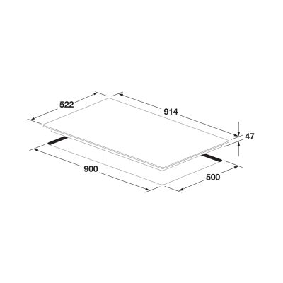 Fulgor fclh 9008 id wt bk induction hob 90 cm black glass ceramic