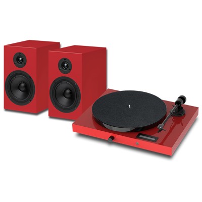 Pro-Ject Juke Box E1 - Caja de altavoces con 5 tocadiscos, sistema Hi-Fi rojo