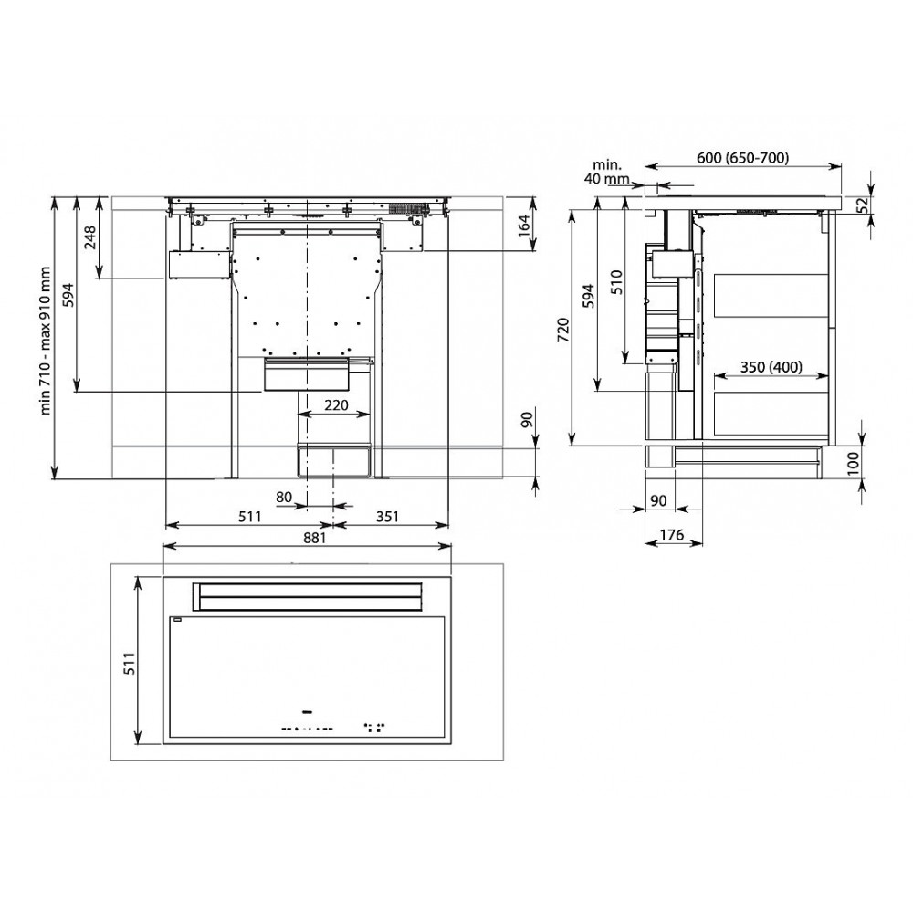 Falmec synthesis induction hob with integrated hood 88 cm cuzw90.00