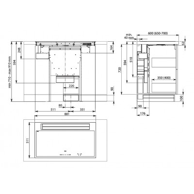 Falmec table de cuisson induction synthèse avec hotte intégrée 88 cm noir cuzw90.00