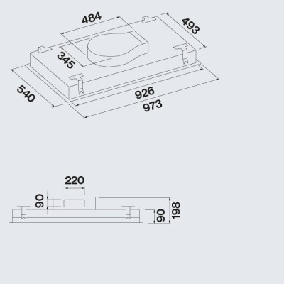 Falmec Stella plus cappa incasso a soffitto 90 cm nero