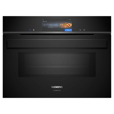 Kuchenka mikrofalowa z funkcją pyrolizy Siemens cm978gqb1 iQ700 do zabudowy h 45 cm czarna SL